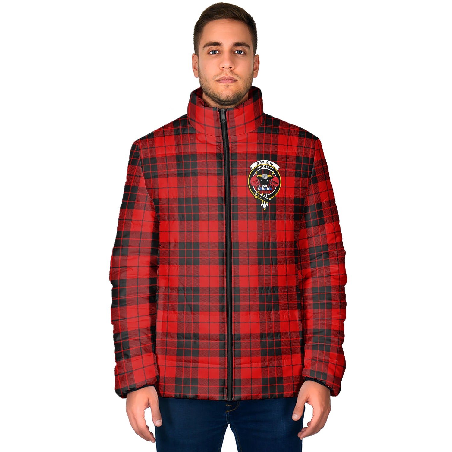 MacLeod of Raasay Tartan Padded Jacket with Family Crest - Tartan Vibes Clothing