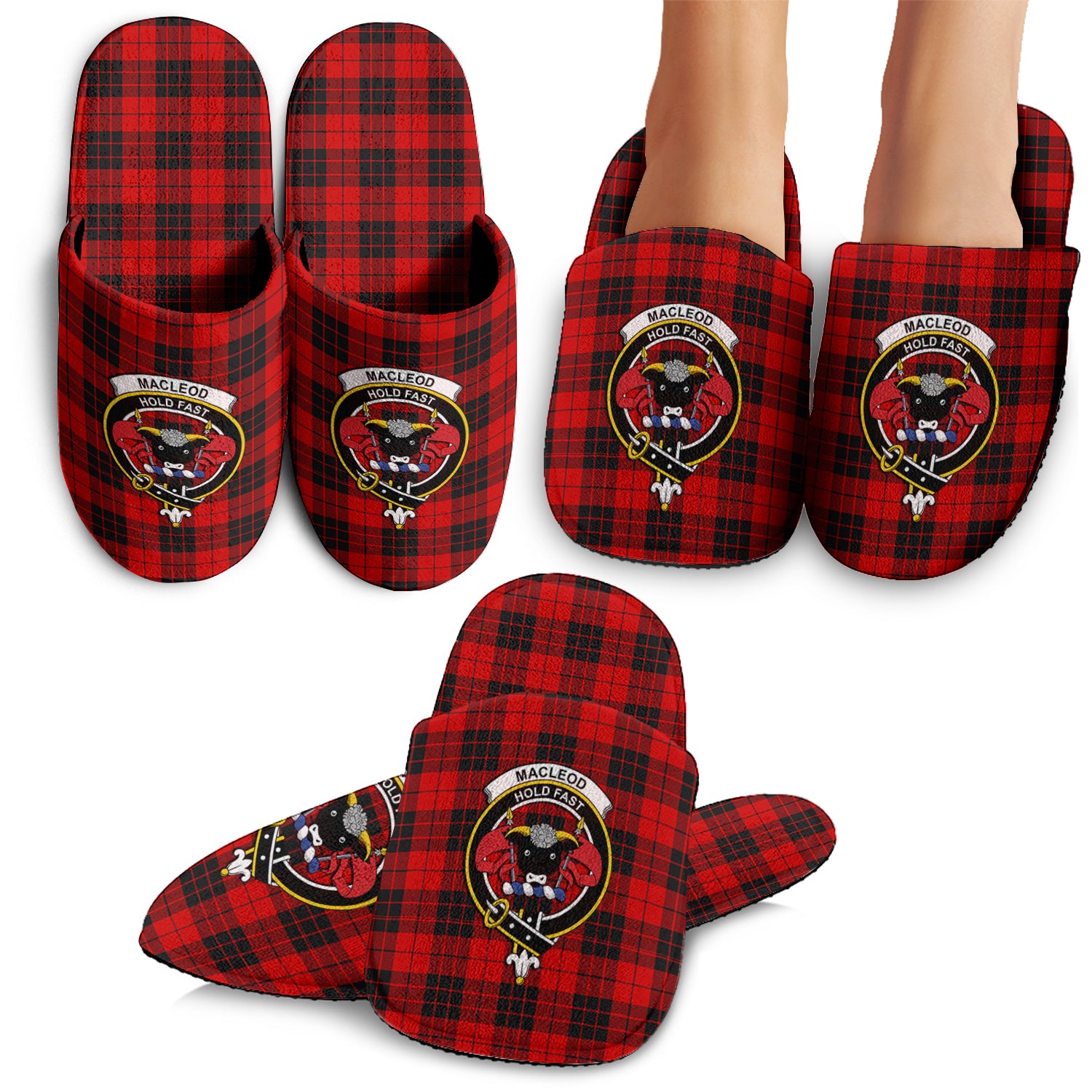 MacLeod of Raasay Tartan Home Slippers with Family Crest - Tartanvibesclothing