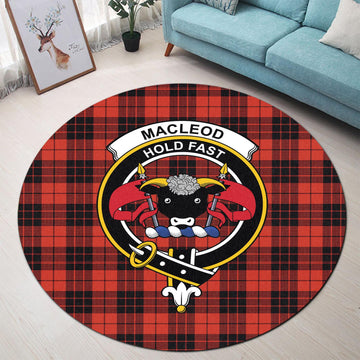 MacLeod of Raasay Tartan Round Rug with Family Crest