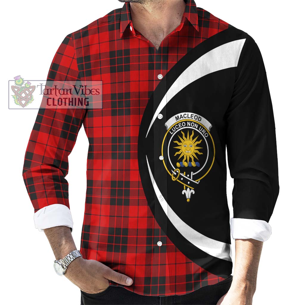 MacLeod of Raasay Tartan Long Sleeve Button Up with Family Crest Circle Style - Tartan Vibes Clothing