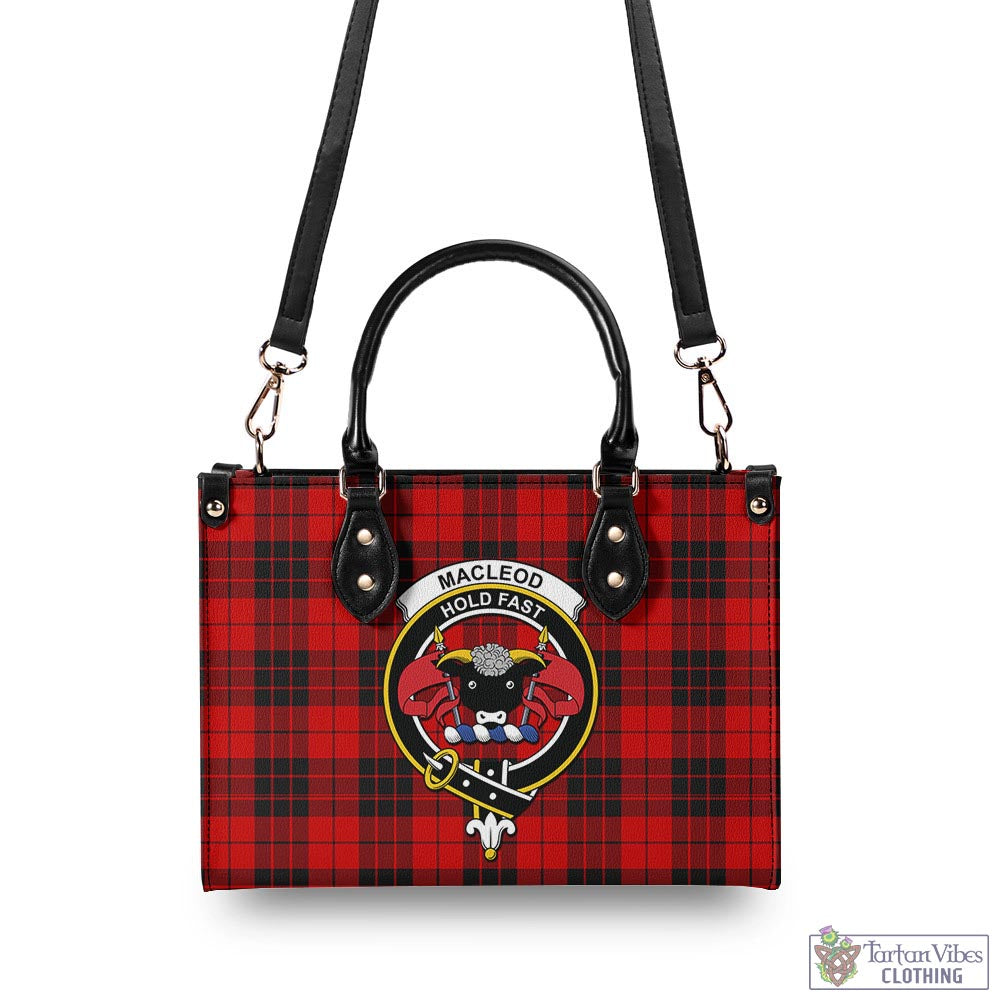 Tartan Vibes Clothing MacLeod of Raasay Tartan Luxury Leather Handbags with Family Crest