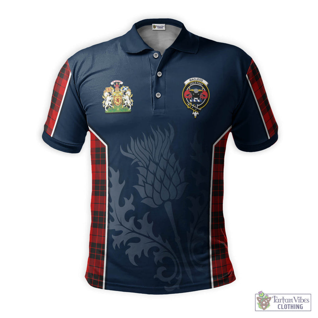 Tartan Vibes Clothing MacLeod of Raasay Tartan Men's Polo Shirt with Family Crest and Scottish Thistle Vibes Sport Style