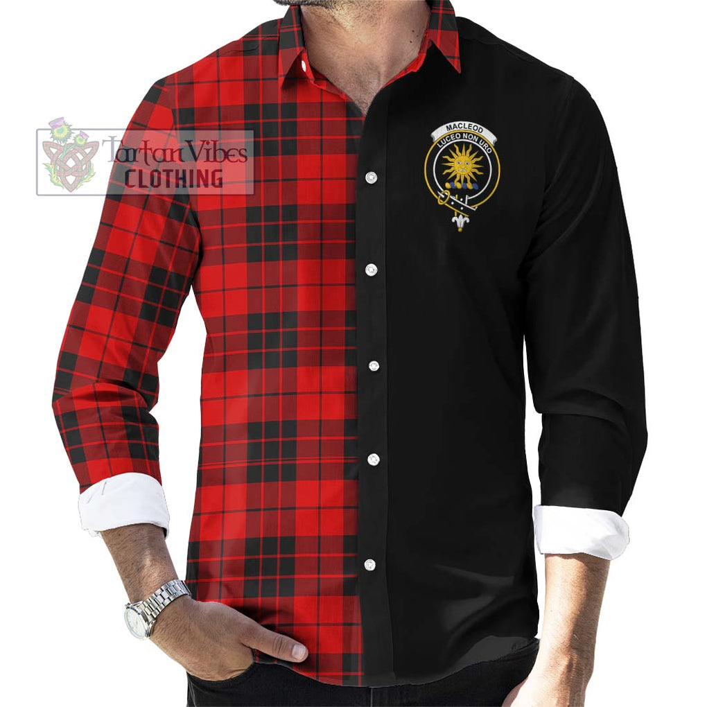 MacLeod of Raasay Tartan Long Sleeve Button Shirt with Family Crest and Half Of Me Style - Tartanvibesclothing Shop