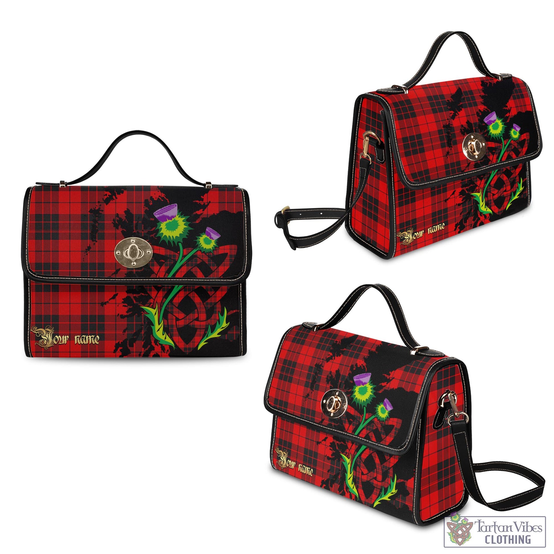 Tartan Vibes Clothing MacLeod of Raasay Tartan Waterproof Canvas Bag with Scotland Map and Thistle Celtic Accents