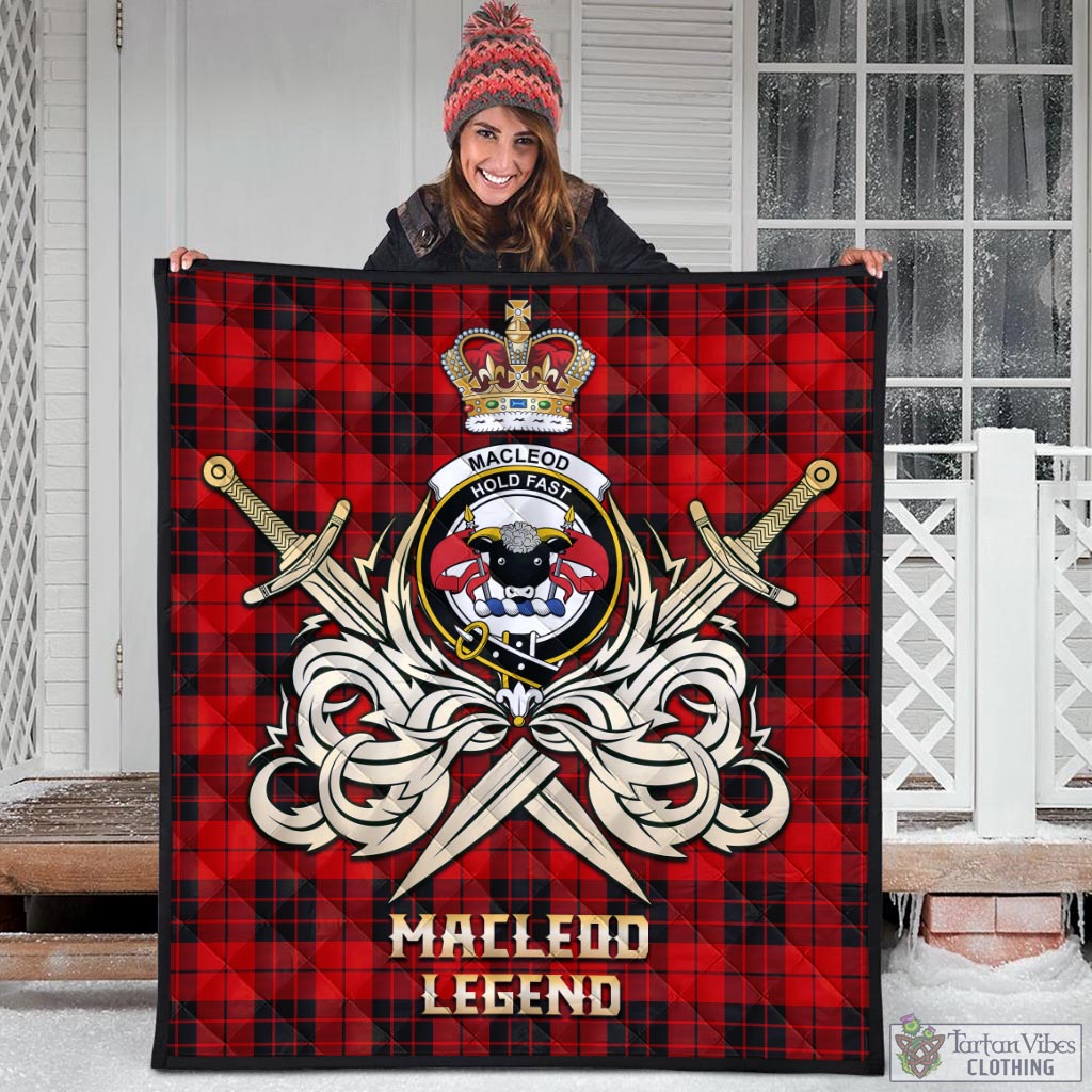 Tartan Vibes Clothing MacLeod of Raasay Tartan Quilt with Clan Crest and the Golden Sword of Courageous Legacy