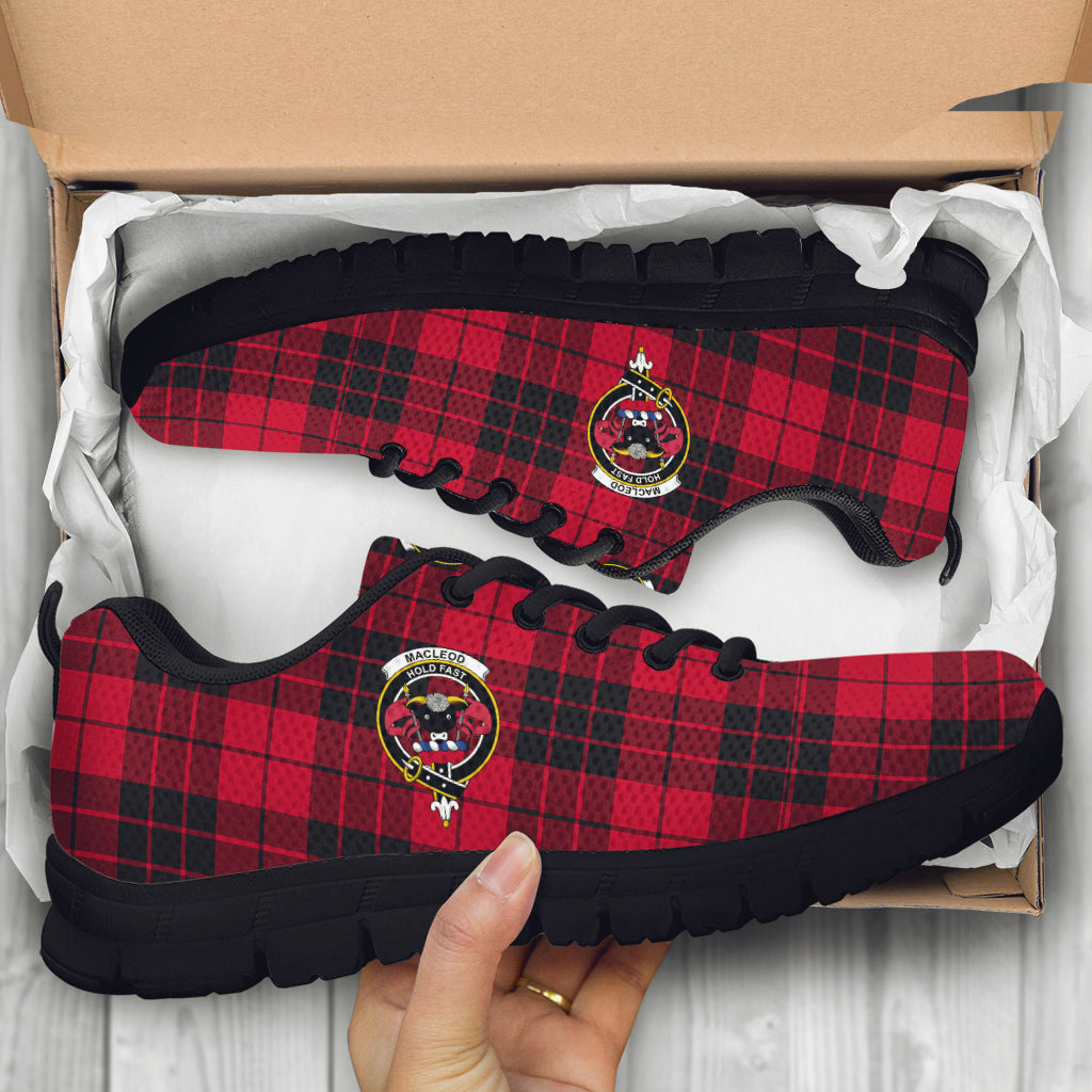 MacLeod of Raasay Tartan Sneakers with Family Crest - Tartan Vibes Clothing