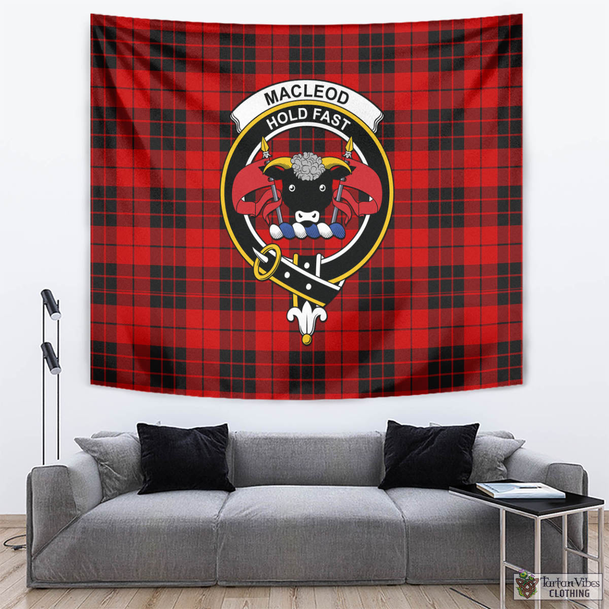 Tartan Vibes Clothing MacLeod of Raasay Tartan Tapestry Wall Hanging and Home Decor for Room with Family Crest