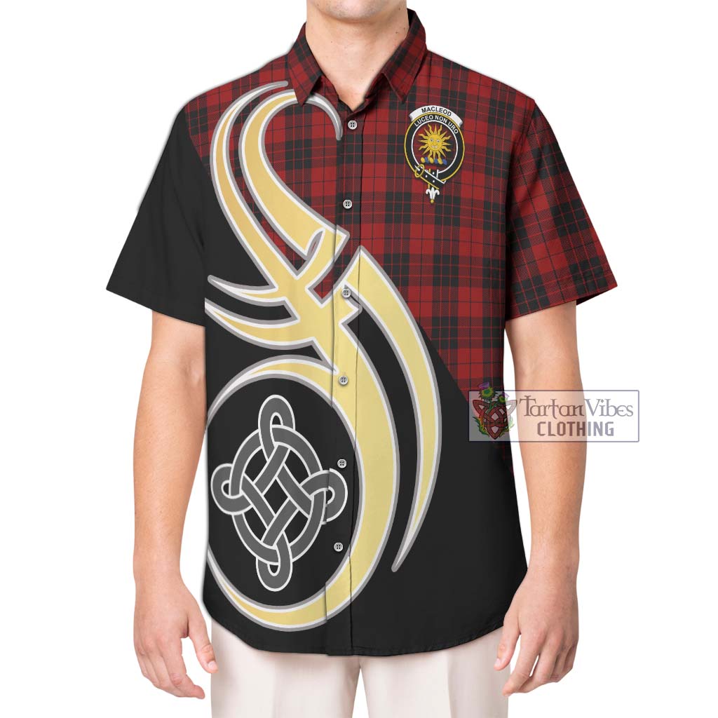 MacLeod of Raasay Highland Tartan Short Sleeve Button Shirt with Family Crest and Celtic Symbol Style Kid - Tartan Vibes Clothing