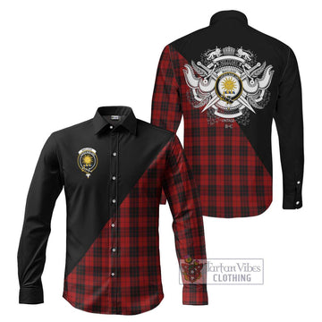 MacLeod of Raasay Highland Tartan Long Sleeve Button Shirt with Family Crest and Military Logo Style