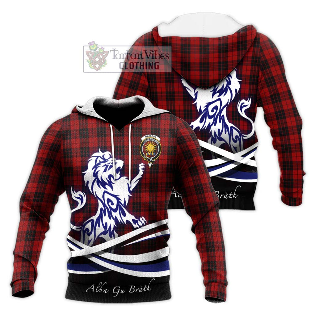 MacLeod of Raasay Highland Tartan Knitted Hoodie with Alba Gu Brath Regal Lion Emblem Unisex Knitted Pullover Hoodie - Tartanvibesclothing Shop