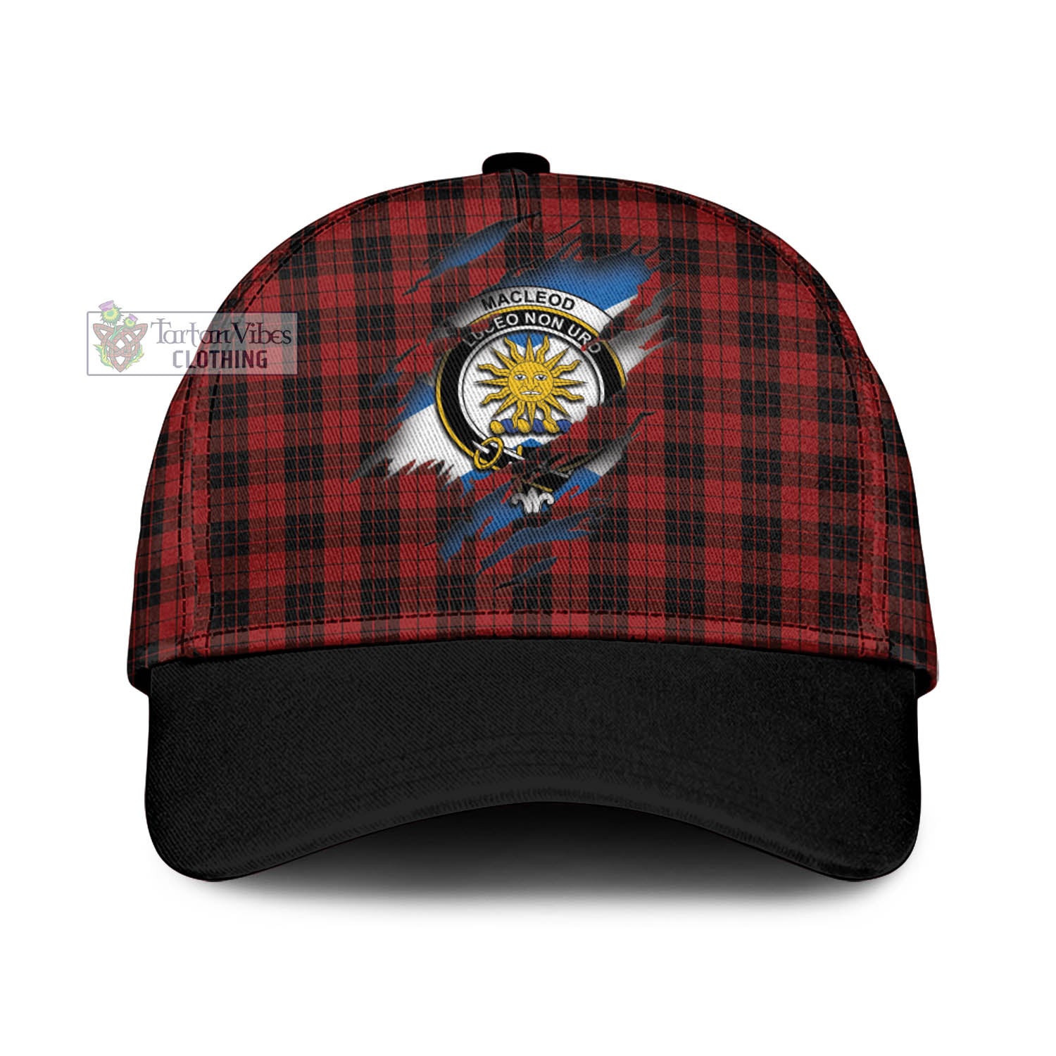 Tartan Vibes Clothing MacLeod of Raasay Highland Tartan Classic Cap with Family Crest In Me Style