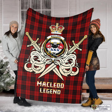 MacLeod of Raasay Highland Tartan Blanket with Clan Crest and the Golden Sword of Courageous Legacy