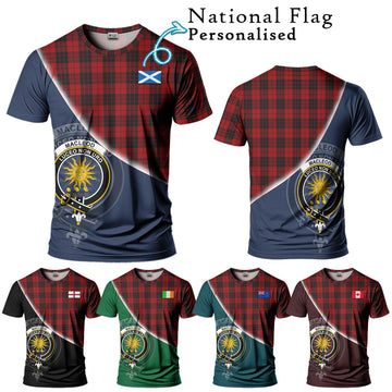 MacLeod of Raasay Highland Tartan T-Shirt with Personalised National Flag and Family Crest Half Style