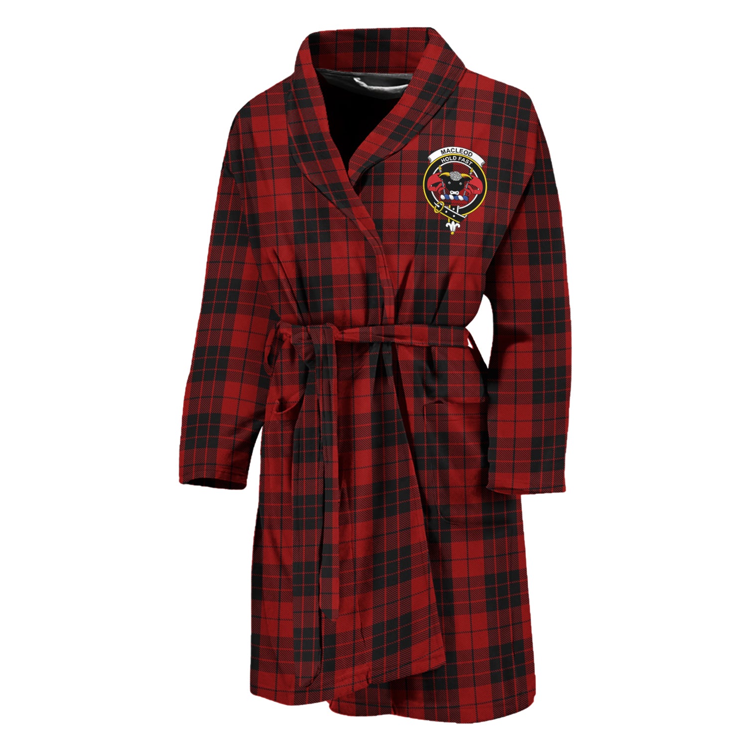 MacLeod of Raasay Highland Tartan Bathrobe with Family Crest Unisex M - Tartan Vibes Clothing