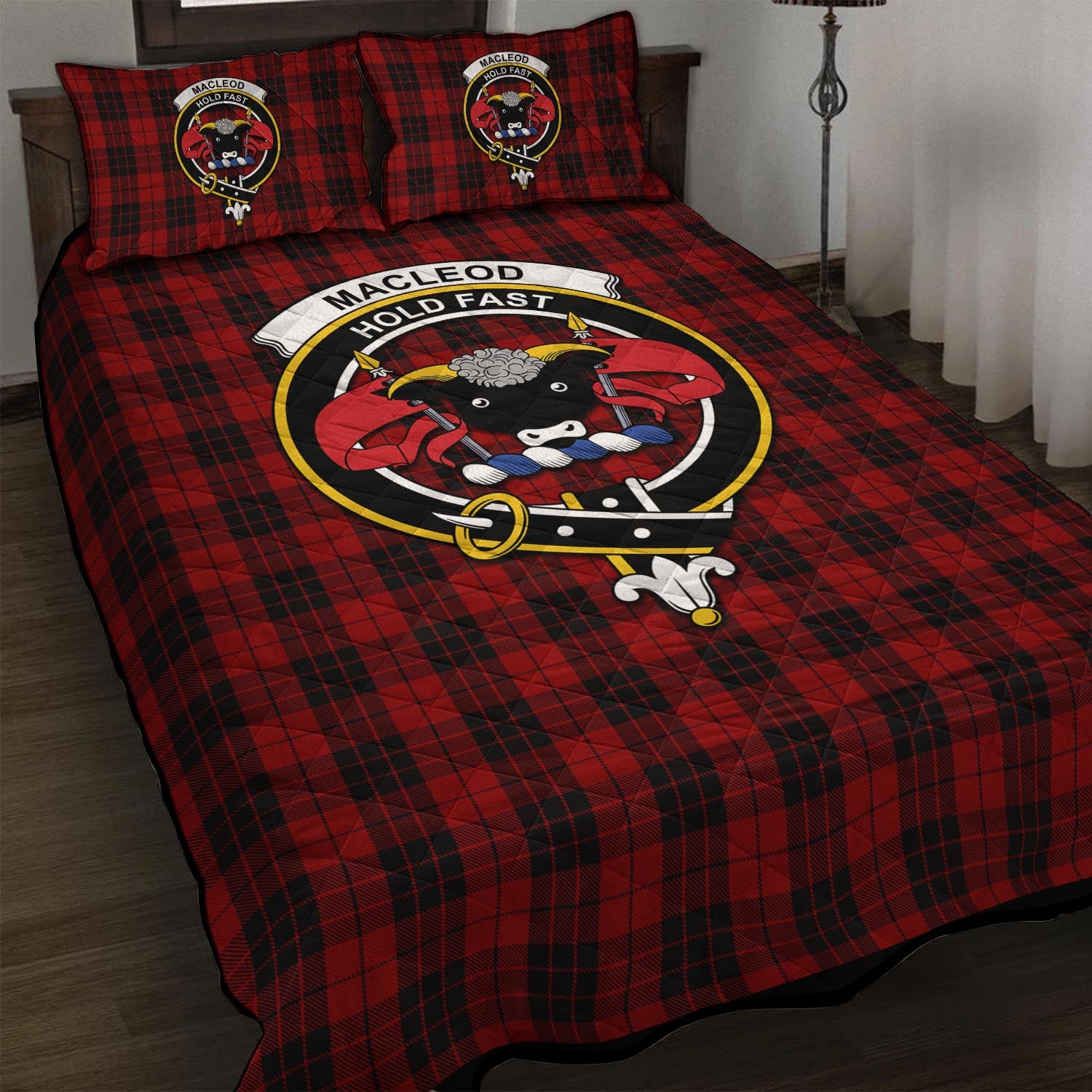 MacLeod of Raasay Highland Tartan Quilt Bed Set with Family Crest - Tartan Vibes Clothing