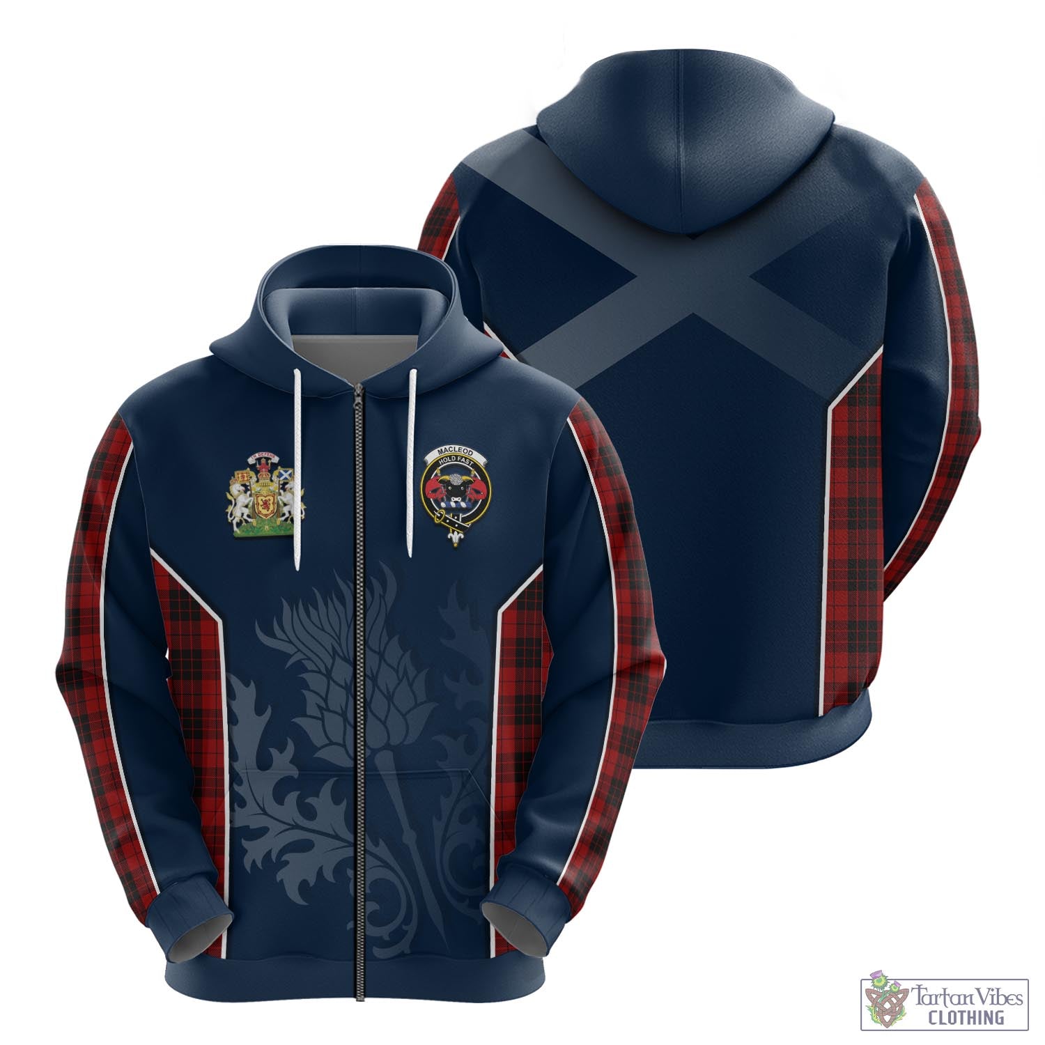 Tartan Vibes Clothing MacLeod of Raasay Highland Tartan Hoodie with Family Crest and Scottish Thistle Vibes Sport Style