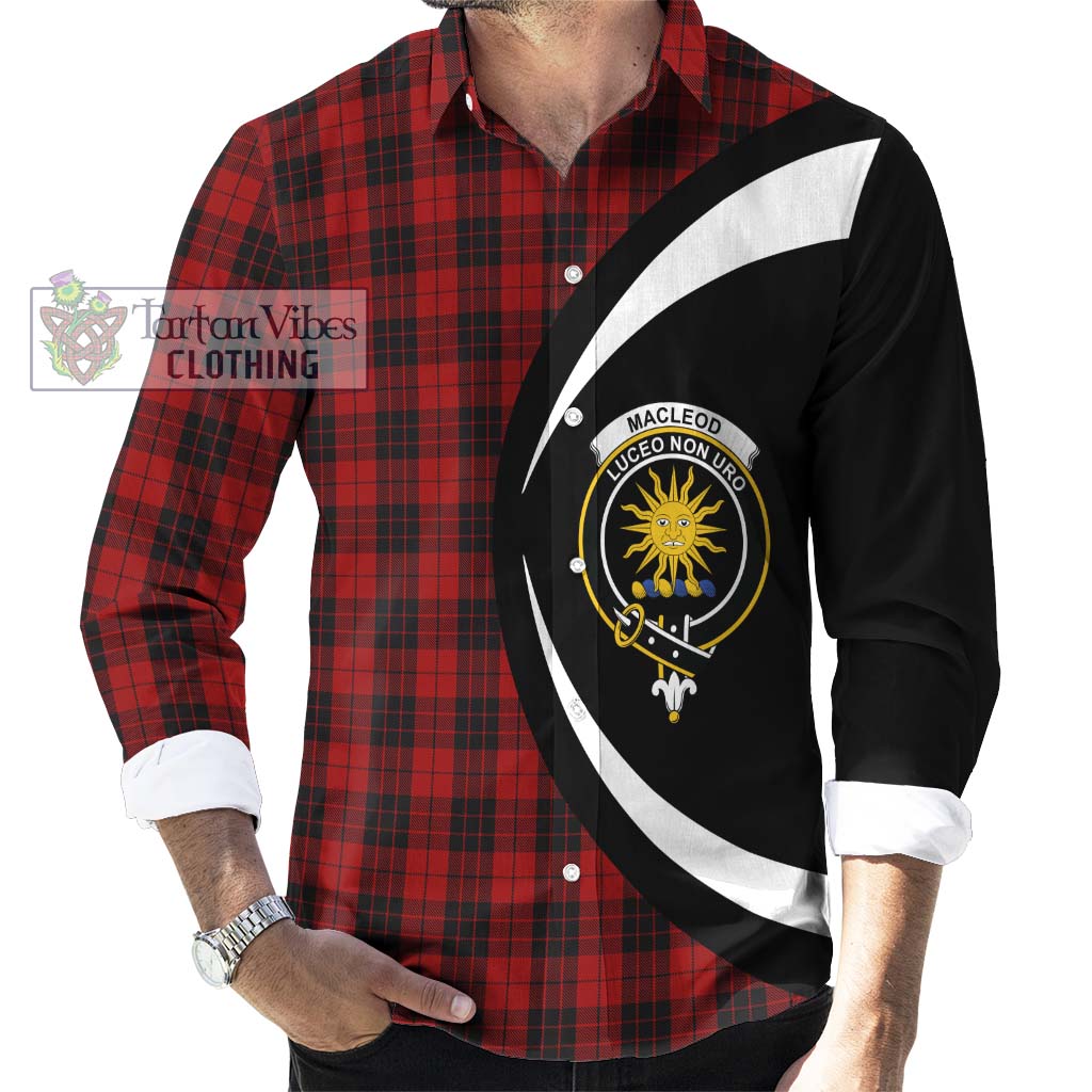 MacLeod of Raasay Highland Tartan Long Sleeve Button Up with Family Crest Circle Style - Tartan Vibes Clothing