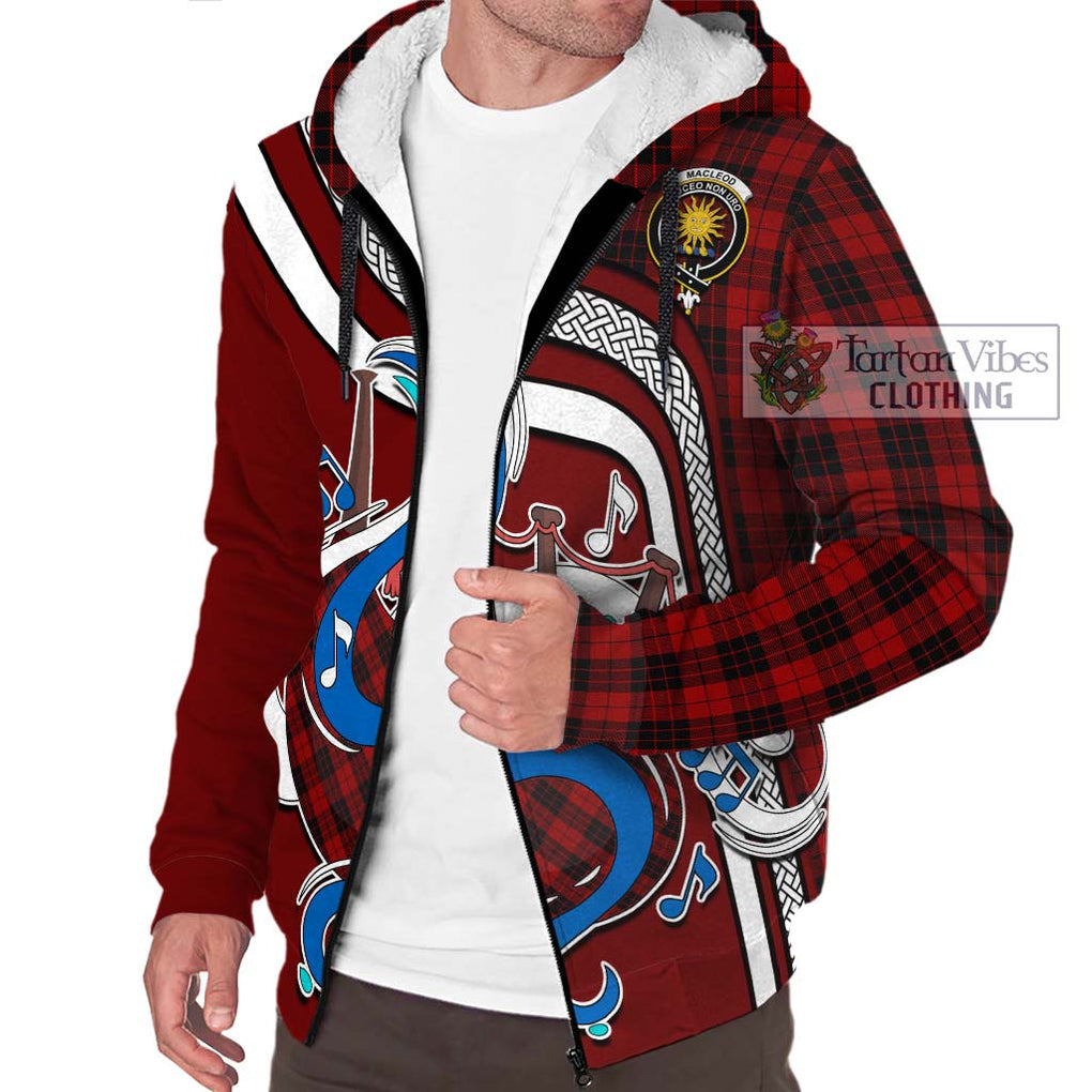 MacLeod of Raasay Highland Tartan Sherpa Hoodie with Epic Bagpipe Style Unisex - Tartanvibesclothing Shop