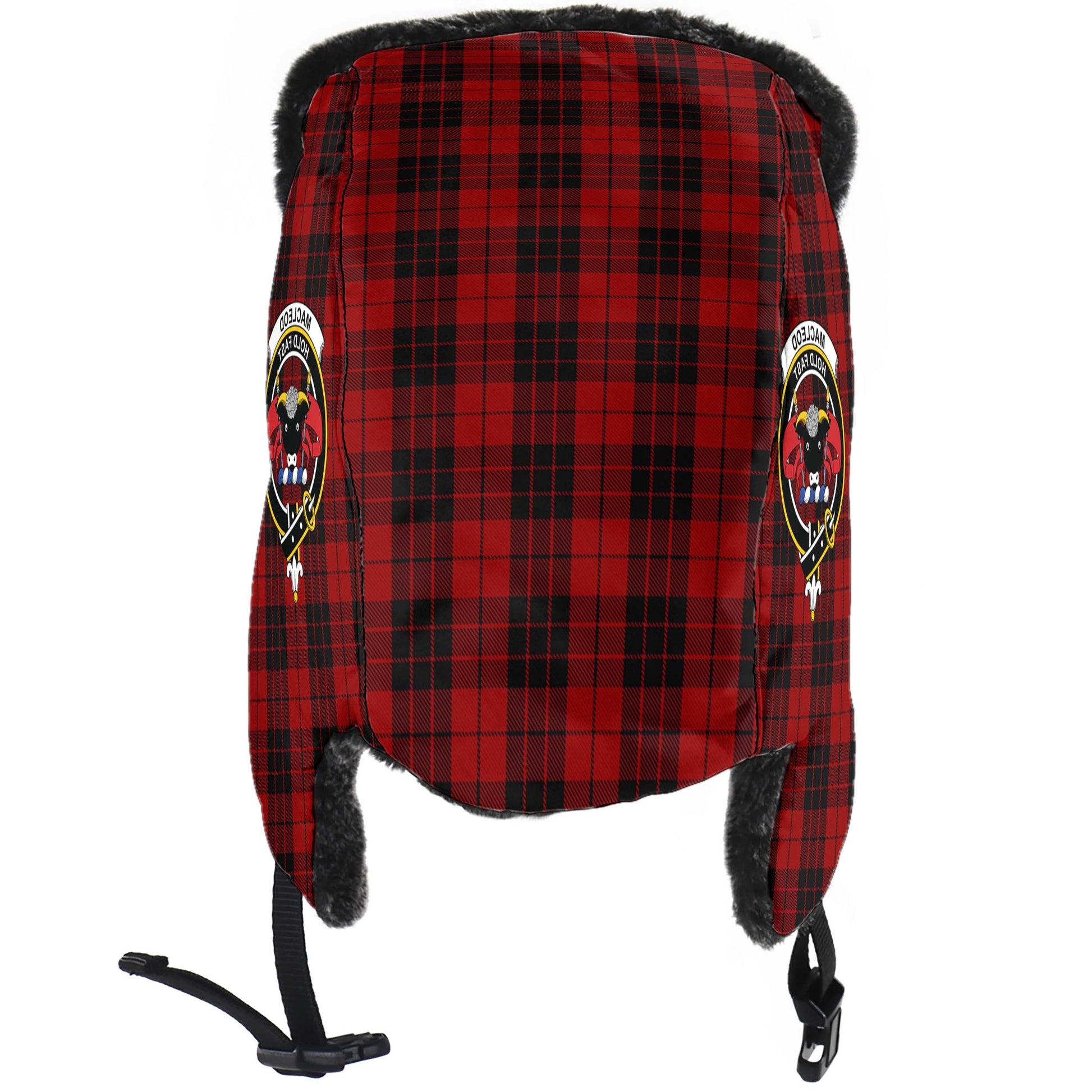 MacLeod of Raasay Highland Tartan Winter Trapper Hat with Family Crest - Tartanvibesclothing