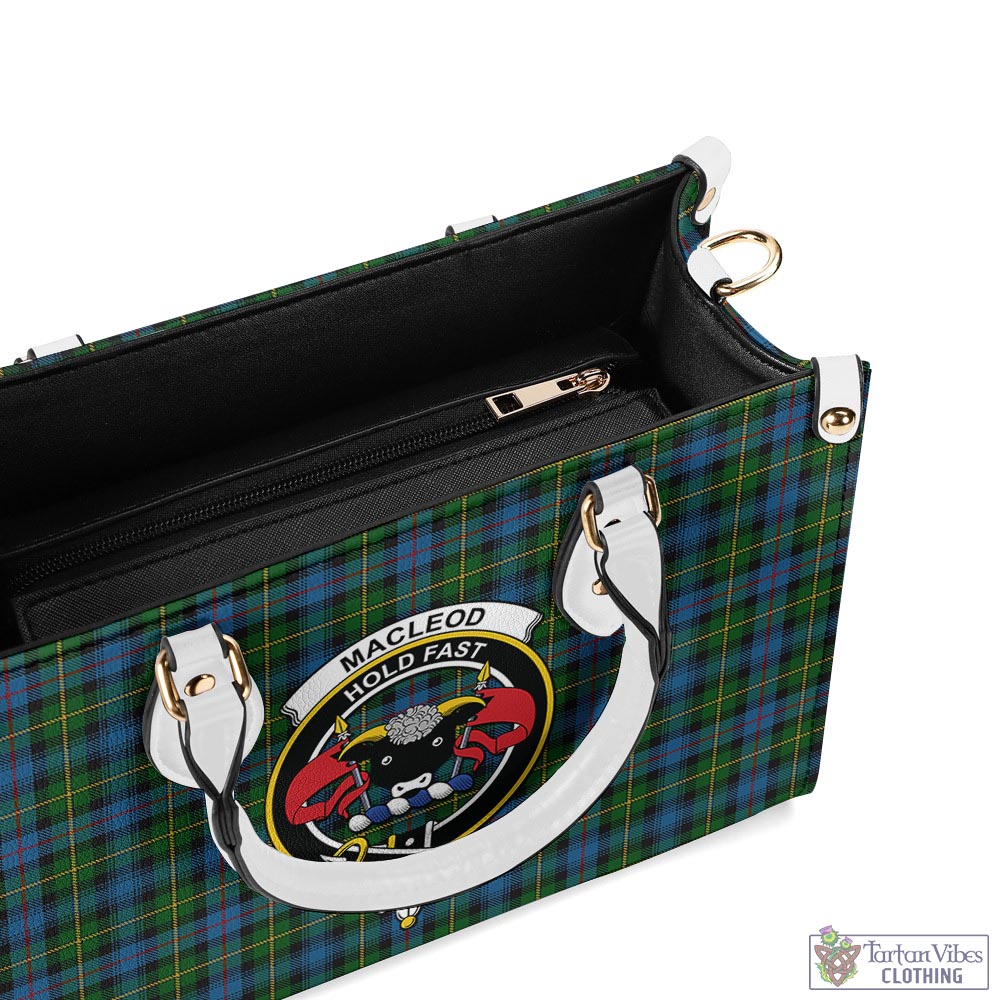 Tartan Vibes Clothing MacLeod of Skye Tartan Luxury Leather Handbags with Family Crest