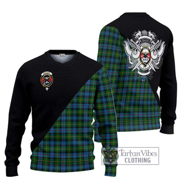 MacLeod of Skye Tartan Ugly Sweater with Family Crest and Military Logo Style