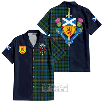 MacLeod of Skye Tartan Short Sleeve Button Shirt Alba with Scottish Lion Royal Arm Half Style