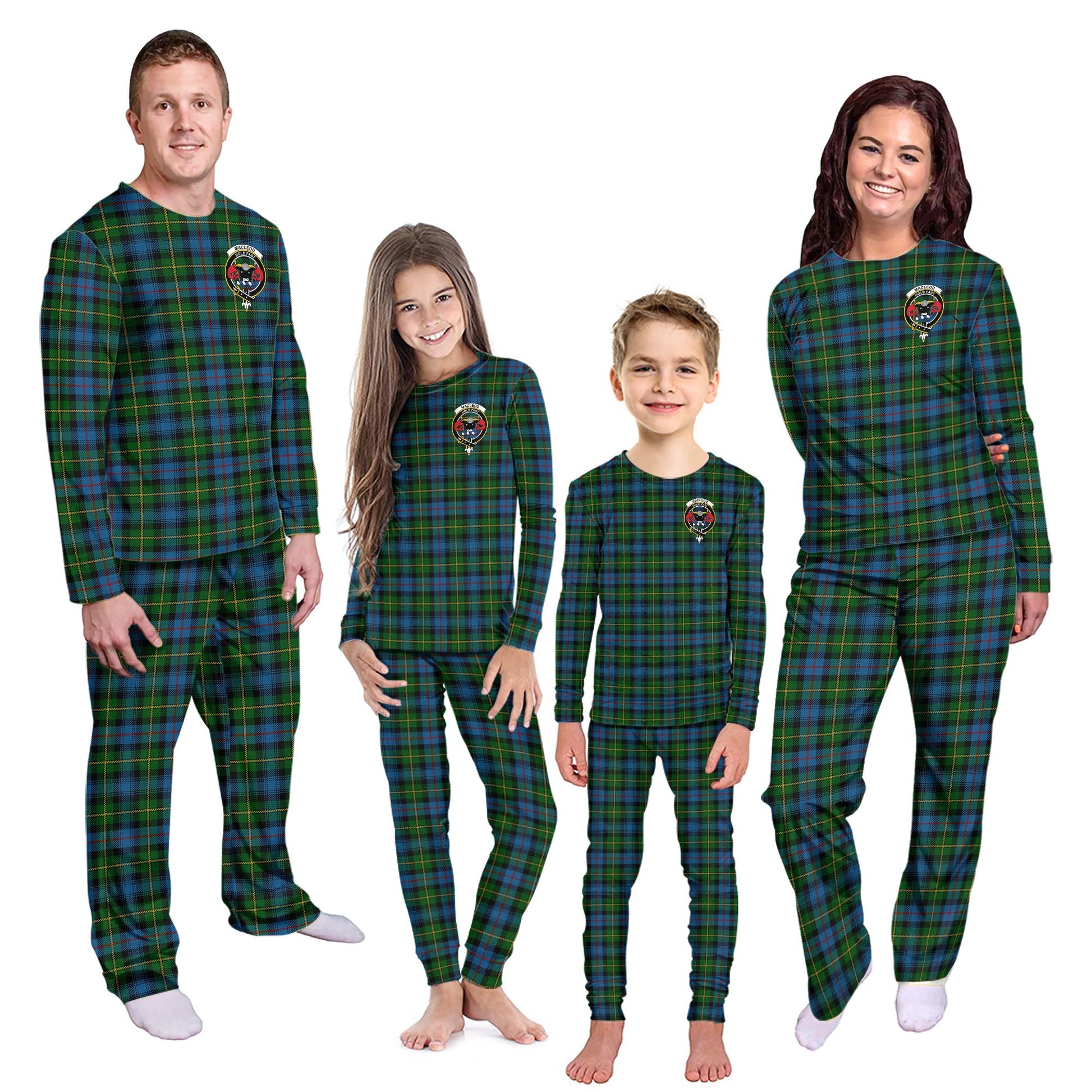 MacLeod of Skye Tartan Pajamas Family Set with Family Crest - Tartanvibesclothing