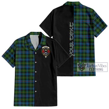 MacLeod of Skye Tartan Short Sleeve Button Shirt with Family Crest and Half Of Me Style