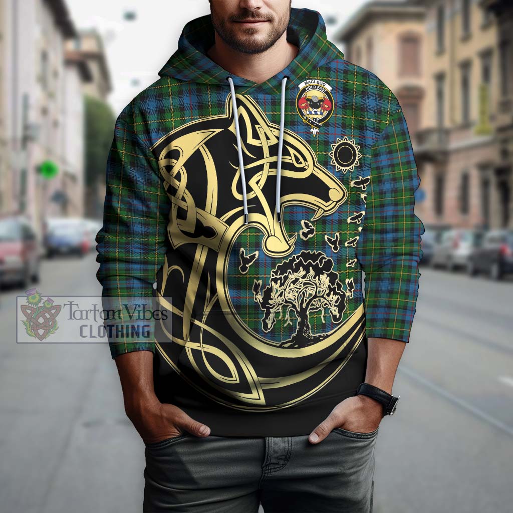 Tartan Vibes Clothing MacLeod of Skye Tartan Hoodie with Family Crest Celtic Wolf Style
