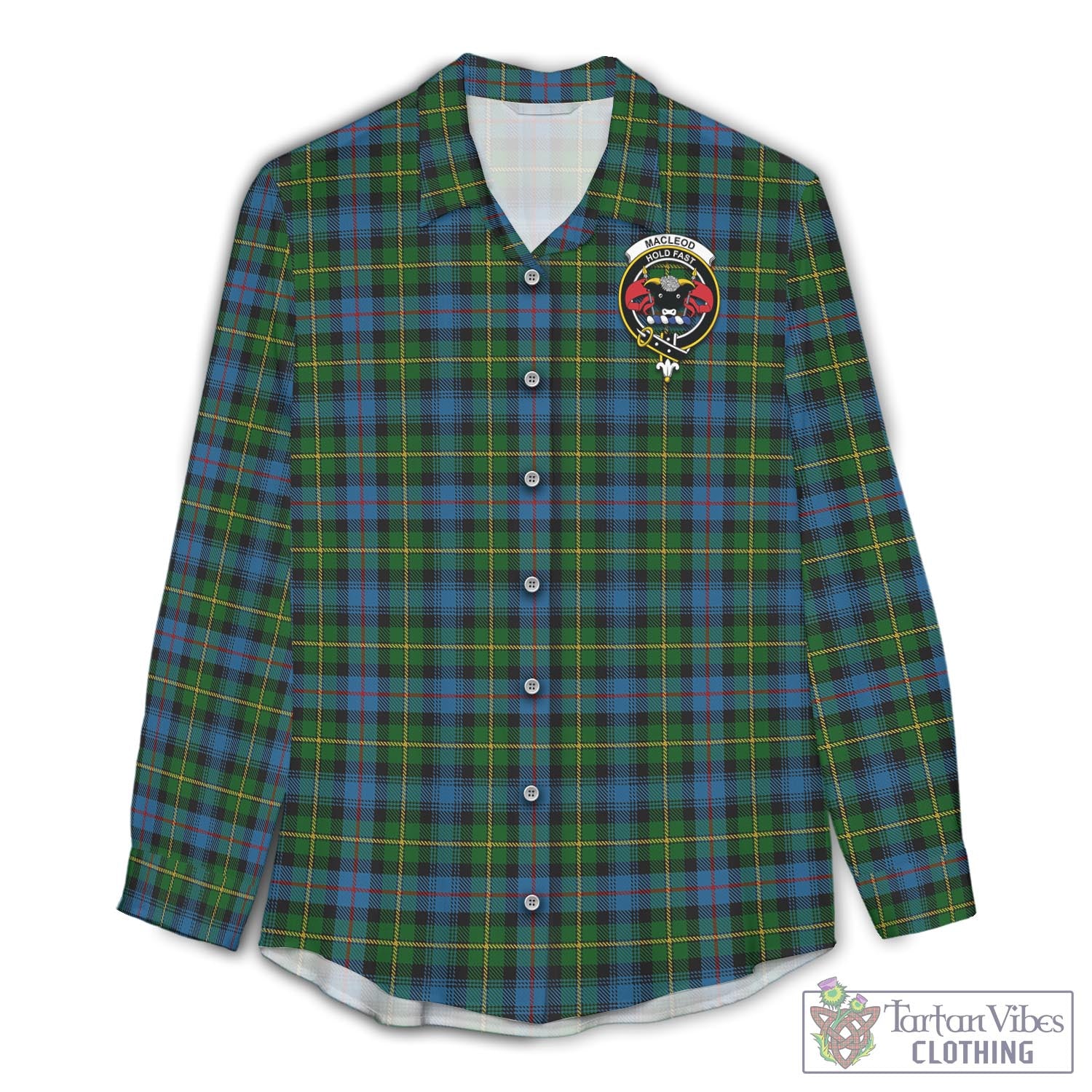 Tartan Vibes Clothing MacLeod of Skye Tartan Womens Casual Shirt with Family Crest