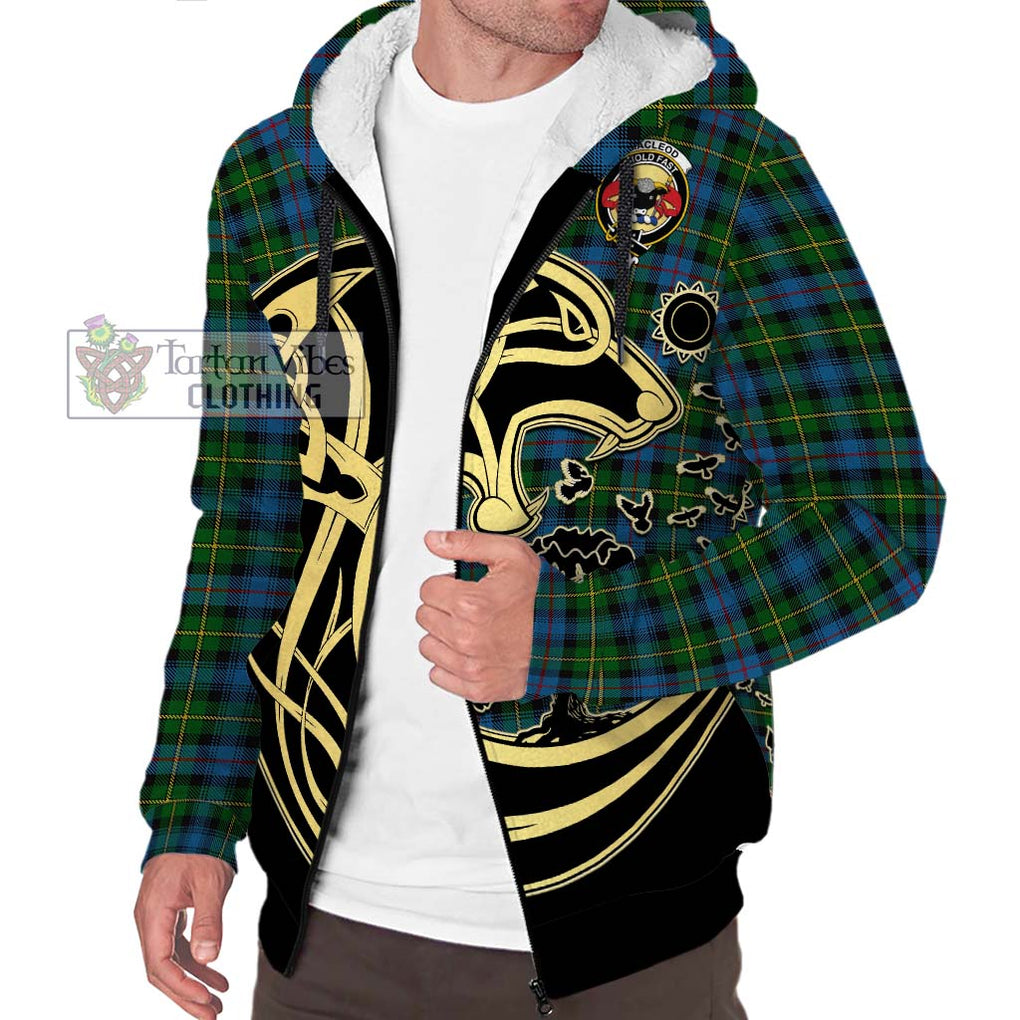 MacLeod of Skye Tartan Sherpa Hoodie with Family Crest Celtic Wolf Style Unisex S - Tartan Vibes Clothing