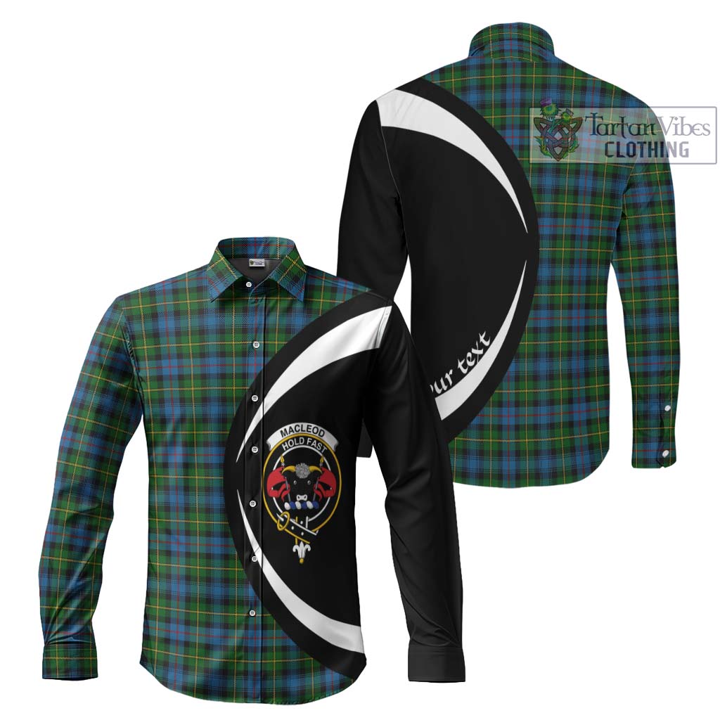 MacLeod of Skye Tartan Long Sleeve Button Up with Family Crest Circle Style Men's Shirt S - Tartan Vibes Clothing