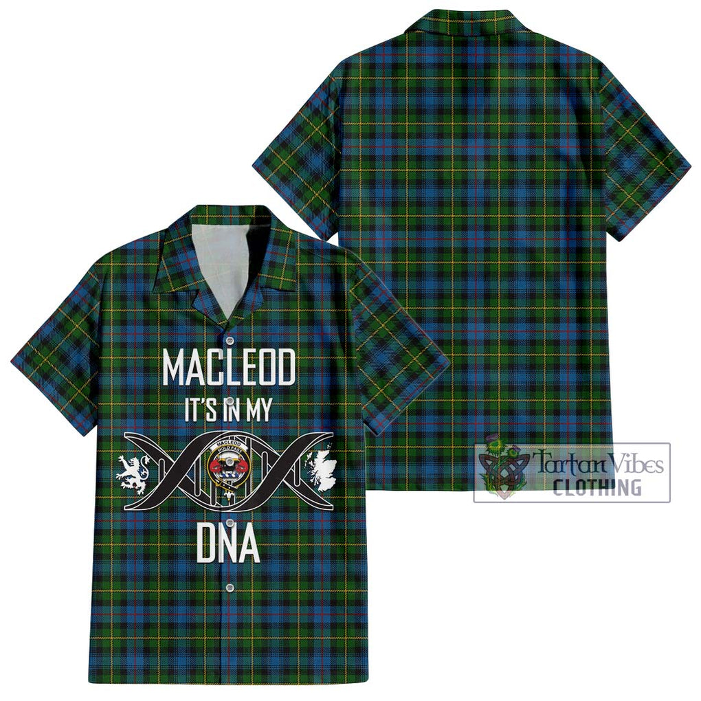 MacLeod of Skye Tartan Short Sleeve Button Shirt with Family Crest DNA In Me Style Kid - Tartanvibesclothing Shop