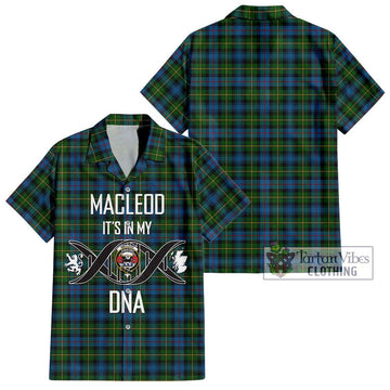 MacLeod of Skye Tartan Short Sleeve Button Shirt with Family Crest DNA In Me Style