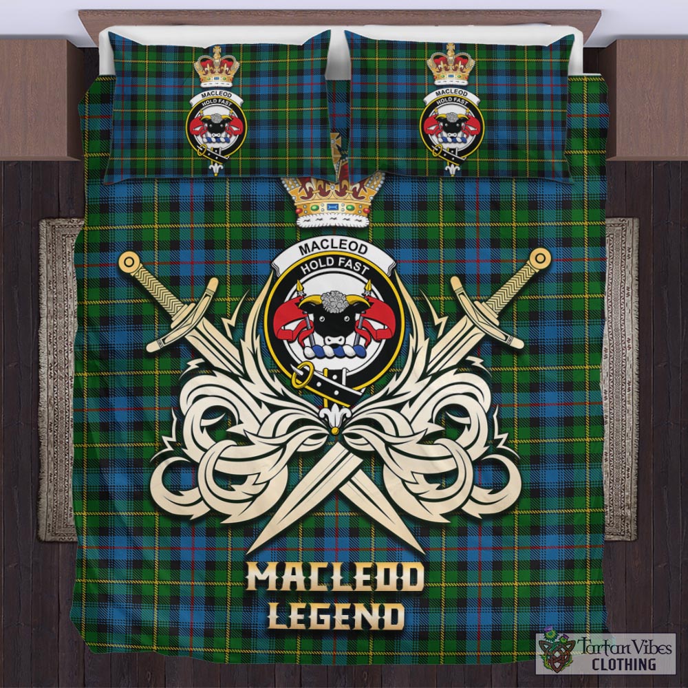 Tartan Vibes Clothing MacLeod of Skye Tartan Bedding Set with Clan Crest and the Golden Sword of Courageous Legacy