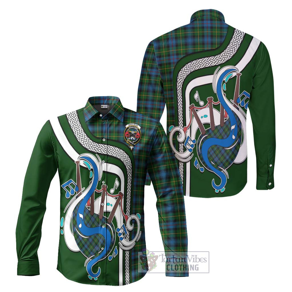 MacLeod of Skye Tartan Long Sleeve Button Shirt with Epic Bagpipe Style Men's Shirt S - Tartanvibesclothing Shop