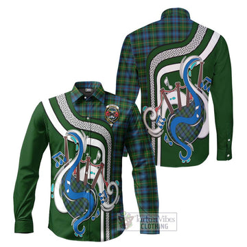 MacLeod of Skye Tartan Long Sleeve Button Shirt with Epic Bagpipe Style