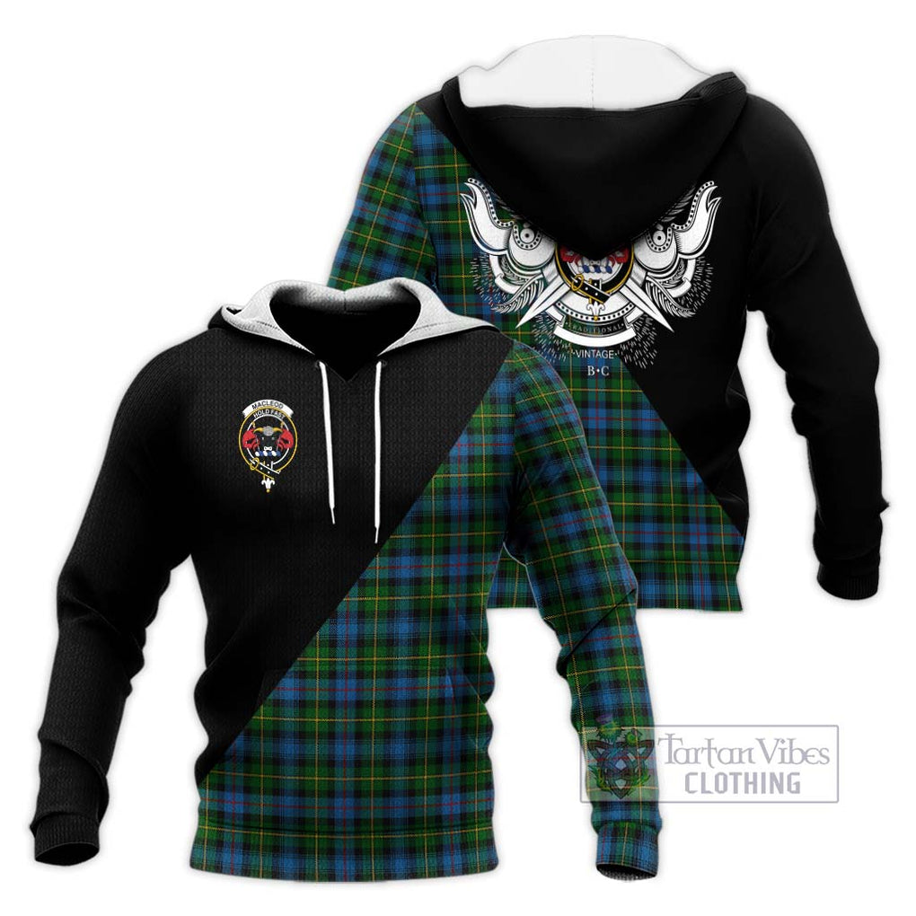 MacLeod of Skye Tartan Knitted Hoodie with Family Crest and Military Logo Style Unisex Knitted Pullover Hoodie - Tartanvibesclothing Shop