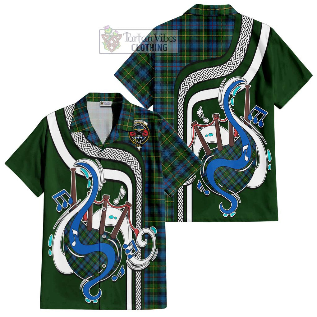 MacLeod of Skye Tartan Short Sleeve Button Shirt with Epic Bagpipe Style Kid - Tartanvibesclothing Shop