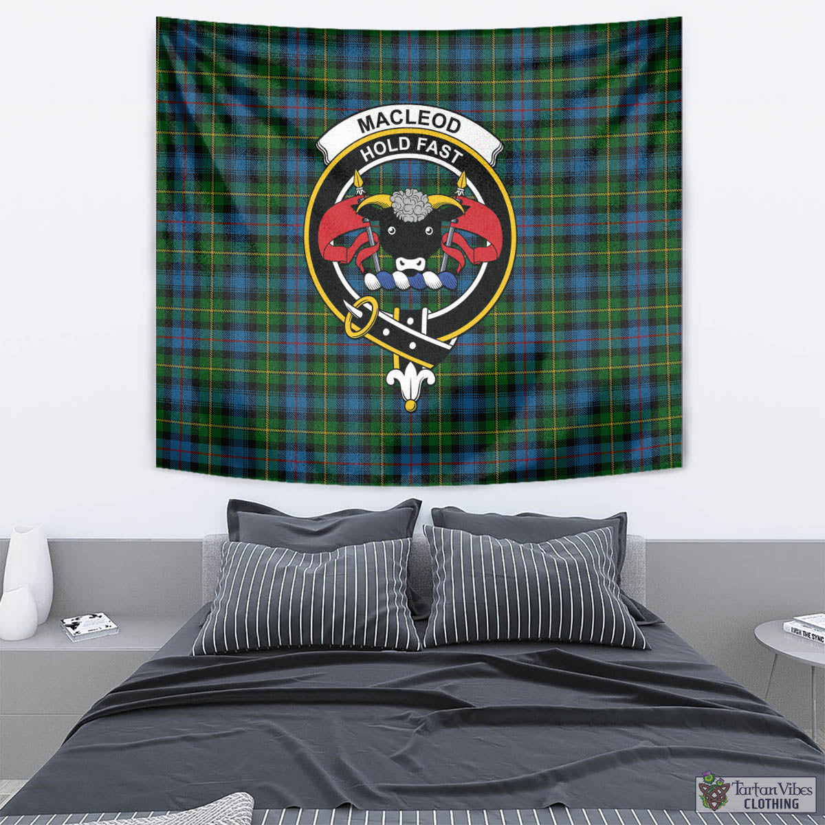 Tartan Vibes Clothing MacLeod of Skye Tartan Tapestry Wall Hanging and Home Decor for Room with Family Crest