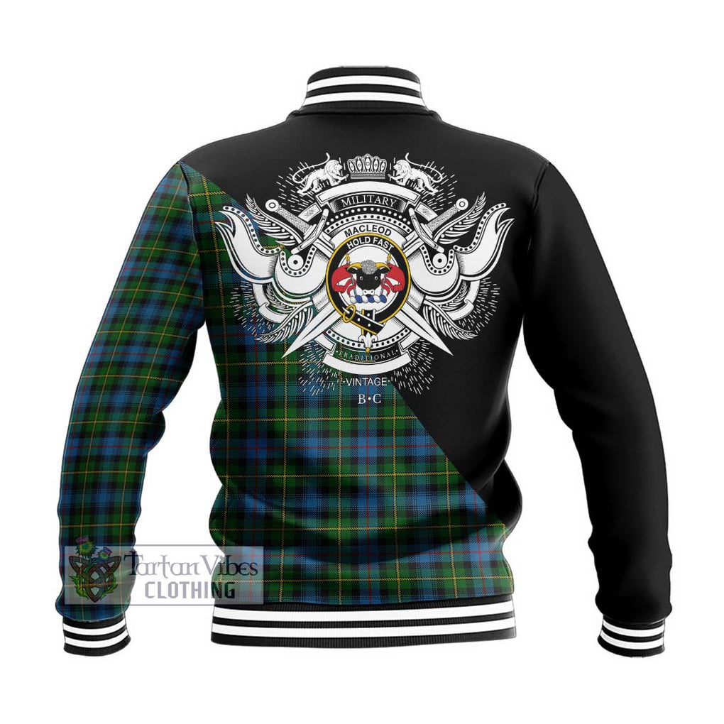 MacLeod of Skye Tartan Baseball Jacket with Family Crest and Military Logo Style - Tartanvibesclothing Shop