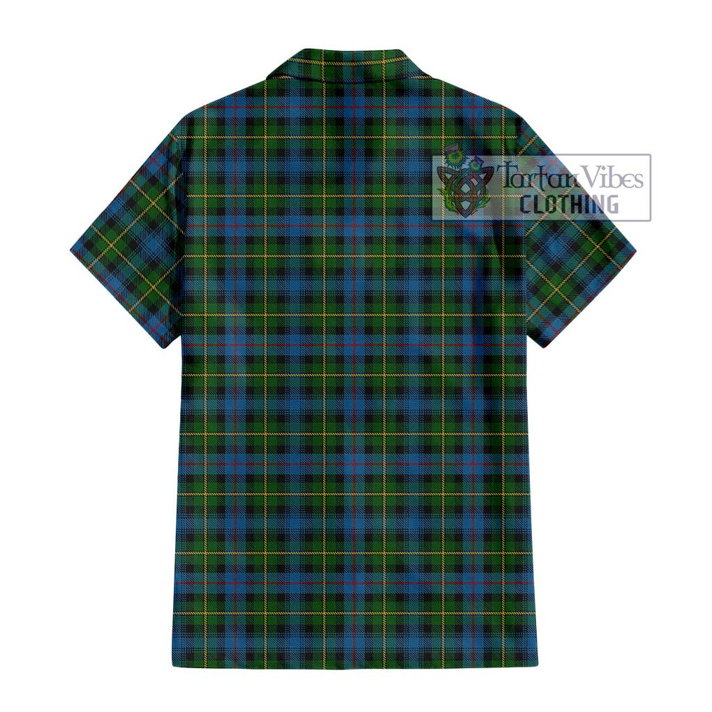 MacLeod of Skye Tartan Short Sleeve Button Shirt with Family Crest DNA In Me Style - Tartanvibesclothing Shop