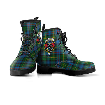 MacLeod of Skye Tartan Leather Boots with Family Crest