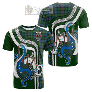 MacLeod of Skye Tartan Cotton T-shirt with Epic Bagpipe Style