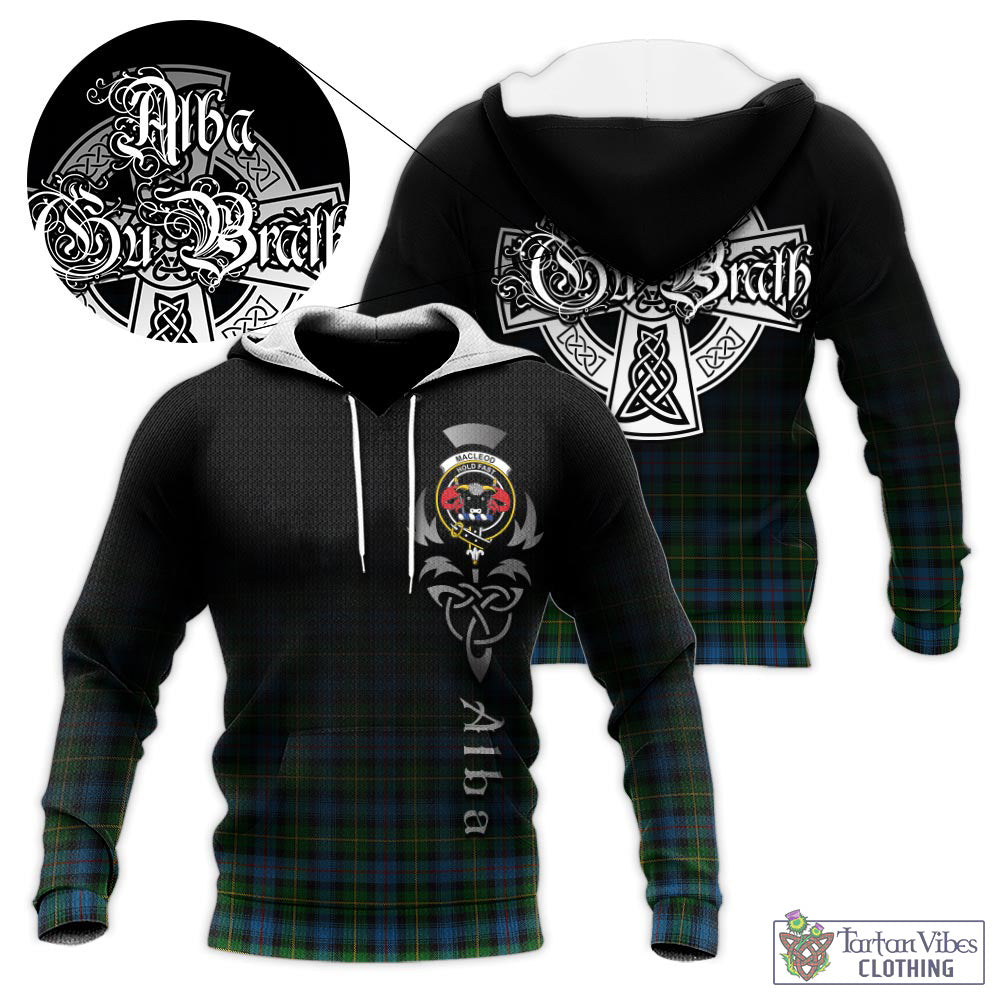 Tartan Vibes Clothing MacLeod of Skye Tartan Knitted Hoodie Featuring Alba Gu Brath Family Crest Celtic Inspired