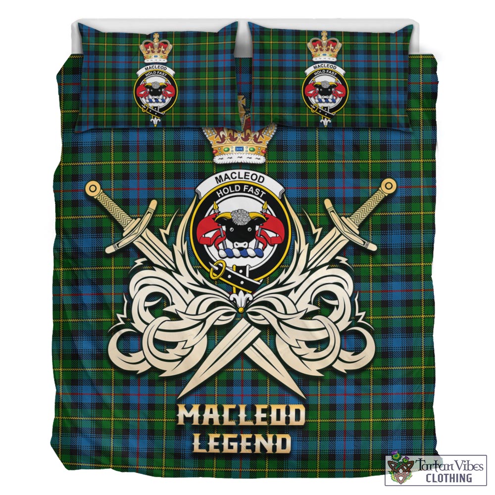 Tartan Vibes Clothing MacLeod of Skye Tartan Bedding Set with Clan Crest and the Golden Sword of Courageous Legacy