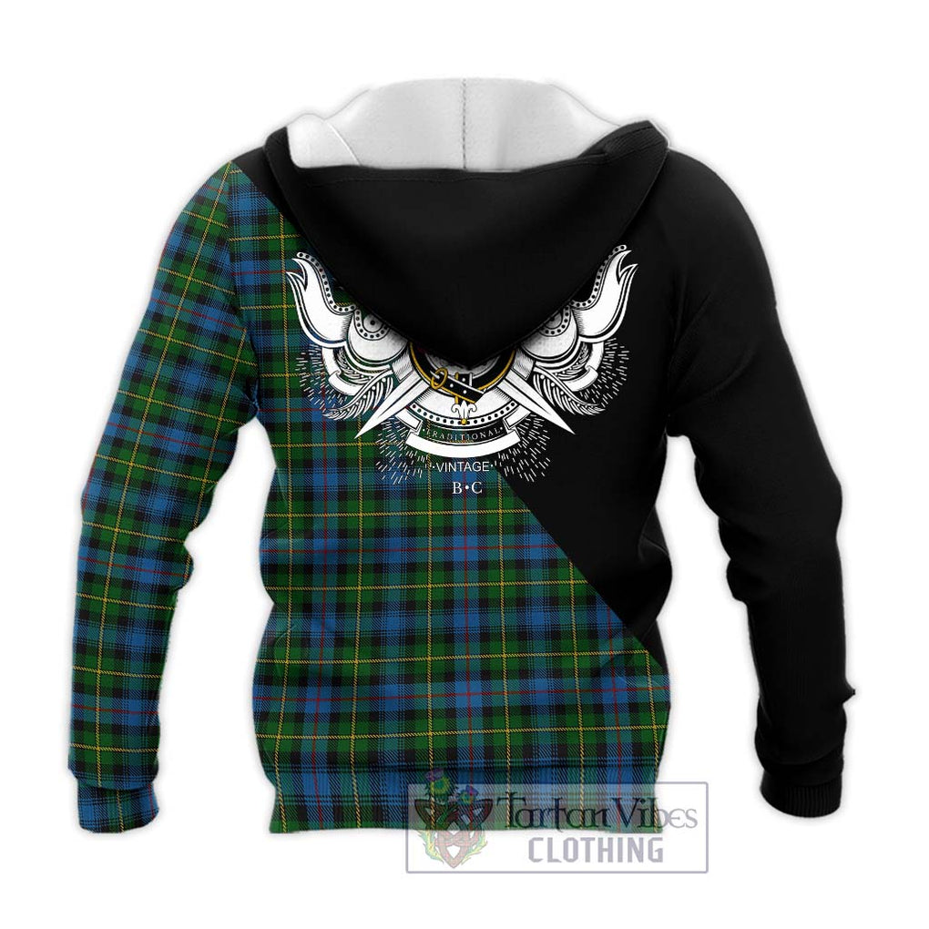 MacLeod of Skye Tartan Knitted Hoodie with Family Crest and Military Logo Style - Tartanvibesclothing Shop