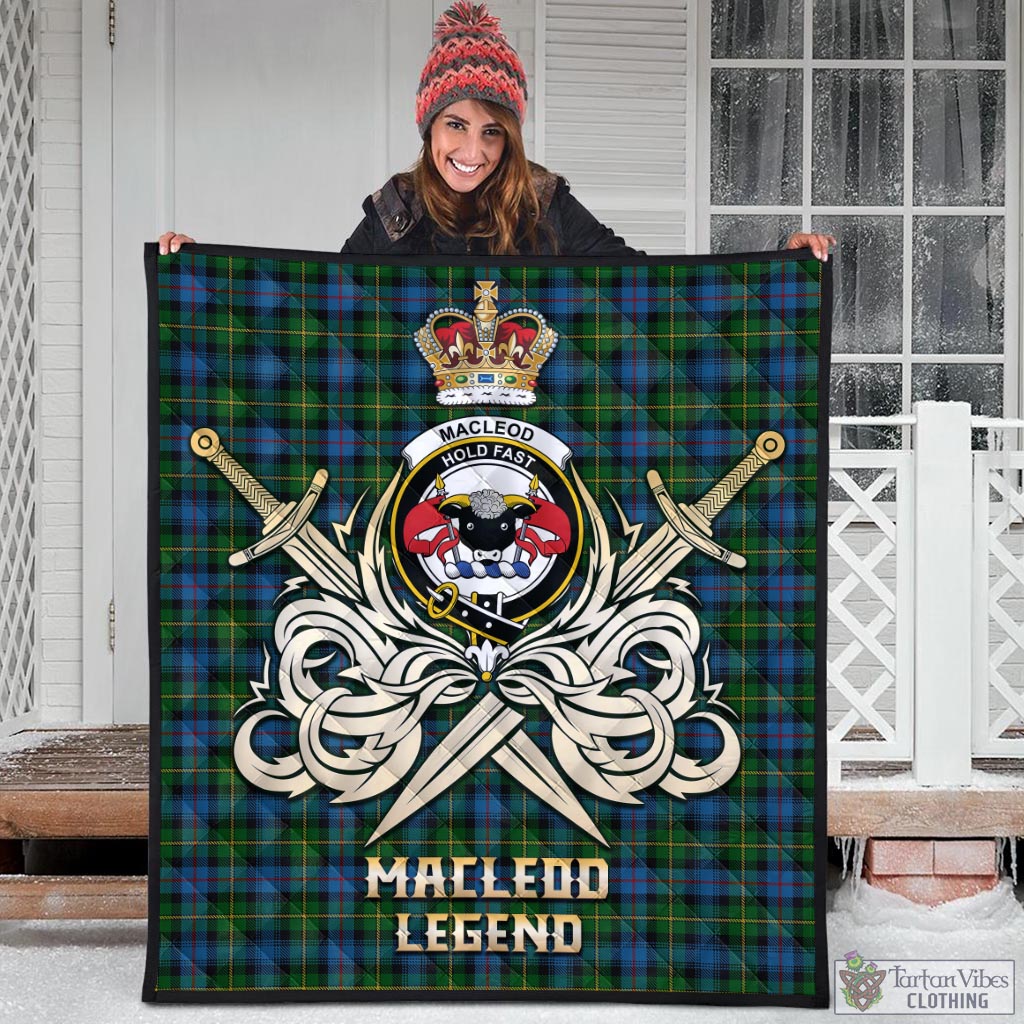 Tartan Vibes Clothing MacLeod of Skye Tartan Quilt with Clan Crest and the Golden Sword of Courageous Legacy