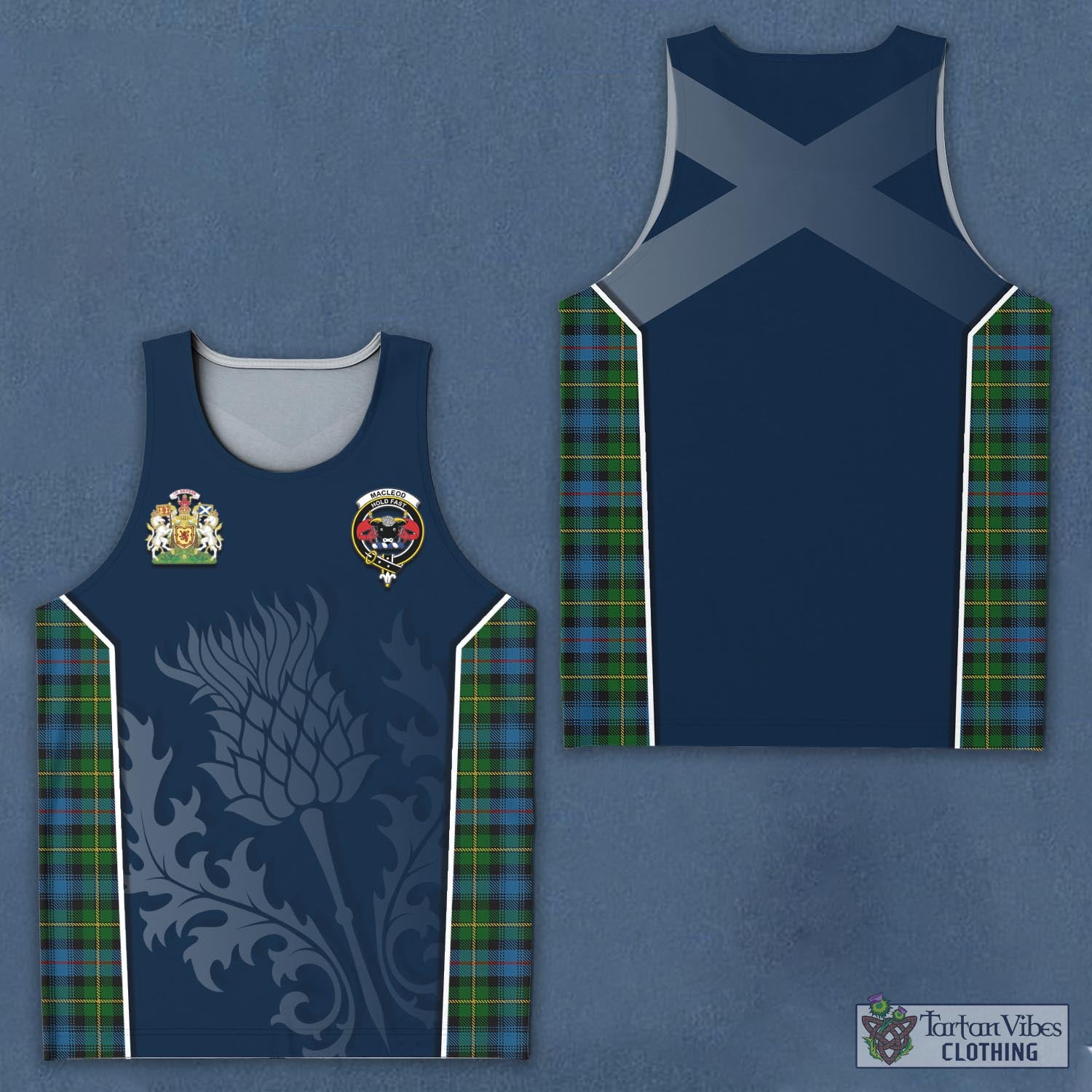 Tartan Vibes Clothing MacLeod of Skye Tartan Men's Tanks Top with Family Crest and Scottish Thistle Vibes Sport Style