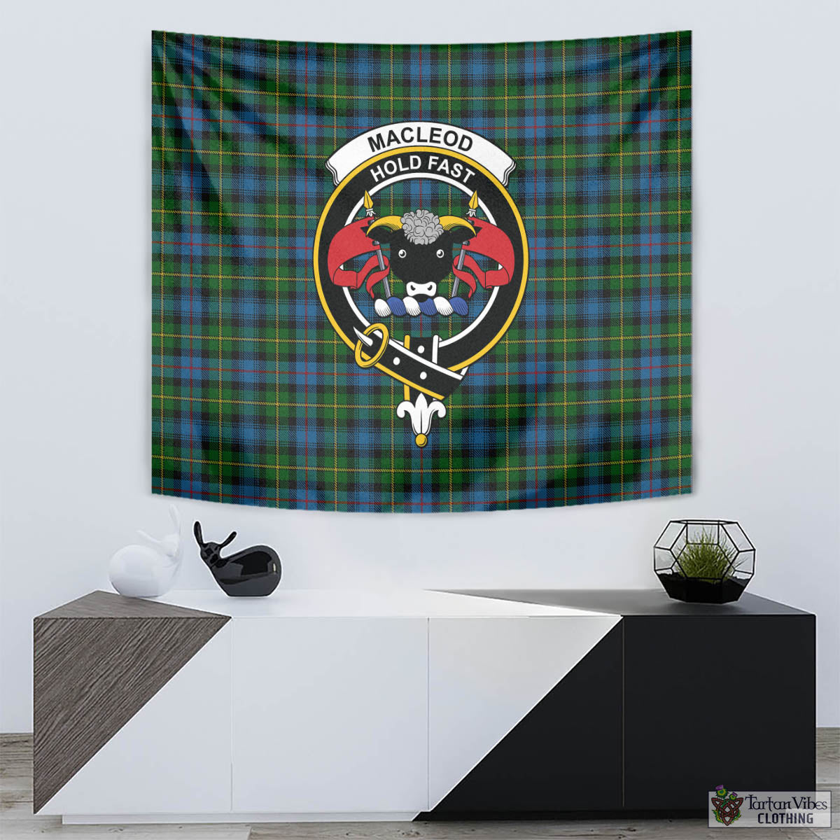 Tartan Vibes Clothing MacLeod of Skye Tartan Tapestry Wall Hanging and Home Decor for Room with Family Crest